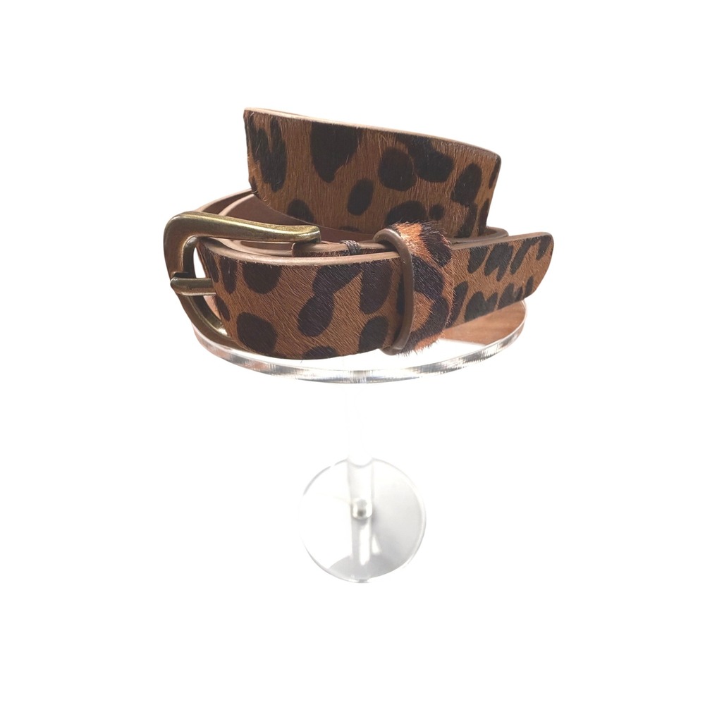 American Eagle Animal Print Calf Hair Leather Belt Large Brown Leopard Skinny
